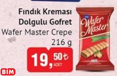 WAFER MASTER CREPE  FINDIK KREMASI DOLGULU GOFRET